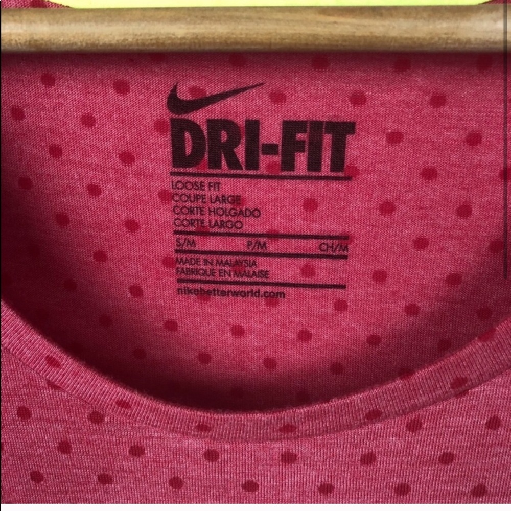 Nike Red Polka Dot Dri Fit Short Sleeve Tee Shirt - Picture 4 of 6